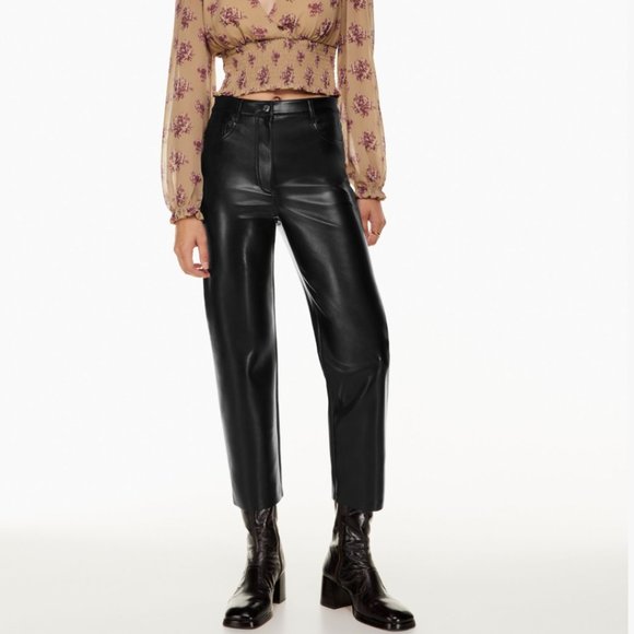 Aritzia Pants - Aritzia Short Black Melina Cropped Leather Pants